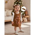 thumbnail image 3 of RUINIXCW Newborn Baby Girl Christmas Gingerbread Outfit Infant Baby Girls Fall Winter Clothes Ribbed Long Sleeve Romper and Dress Overalls Headband Set, 3 of 8
