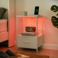 thumbnail image 6 of Eunos Night Stands for Bedroom, White Bedside Table with Charging Station and Storage Shelfs, 6 of 8