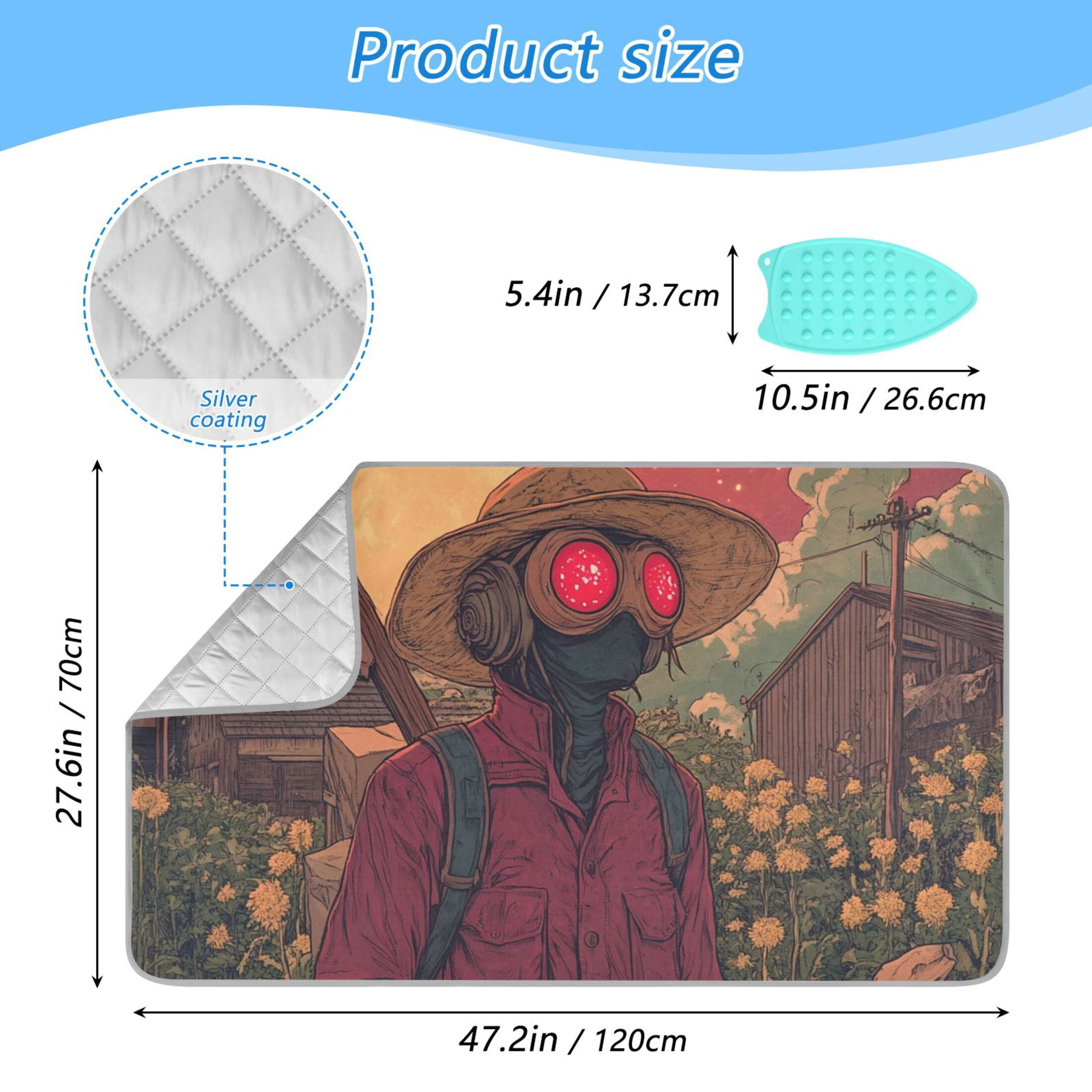 Vintage Halloween Scarecrow Ironing Mat Blanket for Table Top Travel Portable Ironing Board Pad 47.2x27.6 Inch