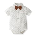 thumbnail image 4 of Wxirdiow Kids Outfit Sets Baby Boy Clothes Suit Infant Short Sleeve Gentleman Outfits Dress Shirt+Bowtie+Suspender Shorts Coffee Size,12-18 Months, 4 of 8