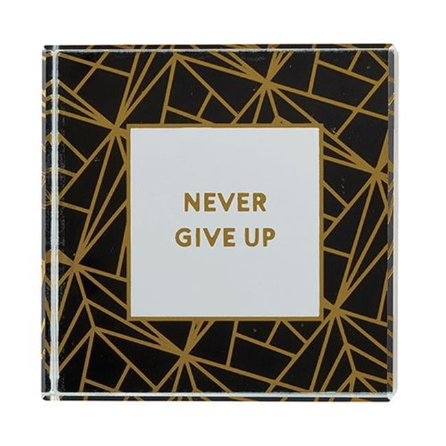Christian Brands F2253 3 in. Glass Table Top with Never Give Up Design  Black - SquarePack of 2