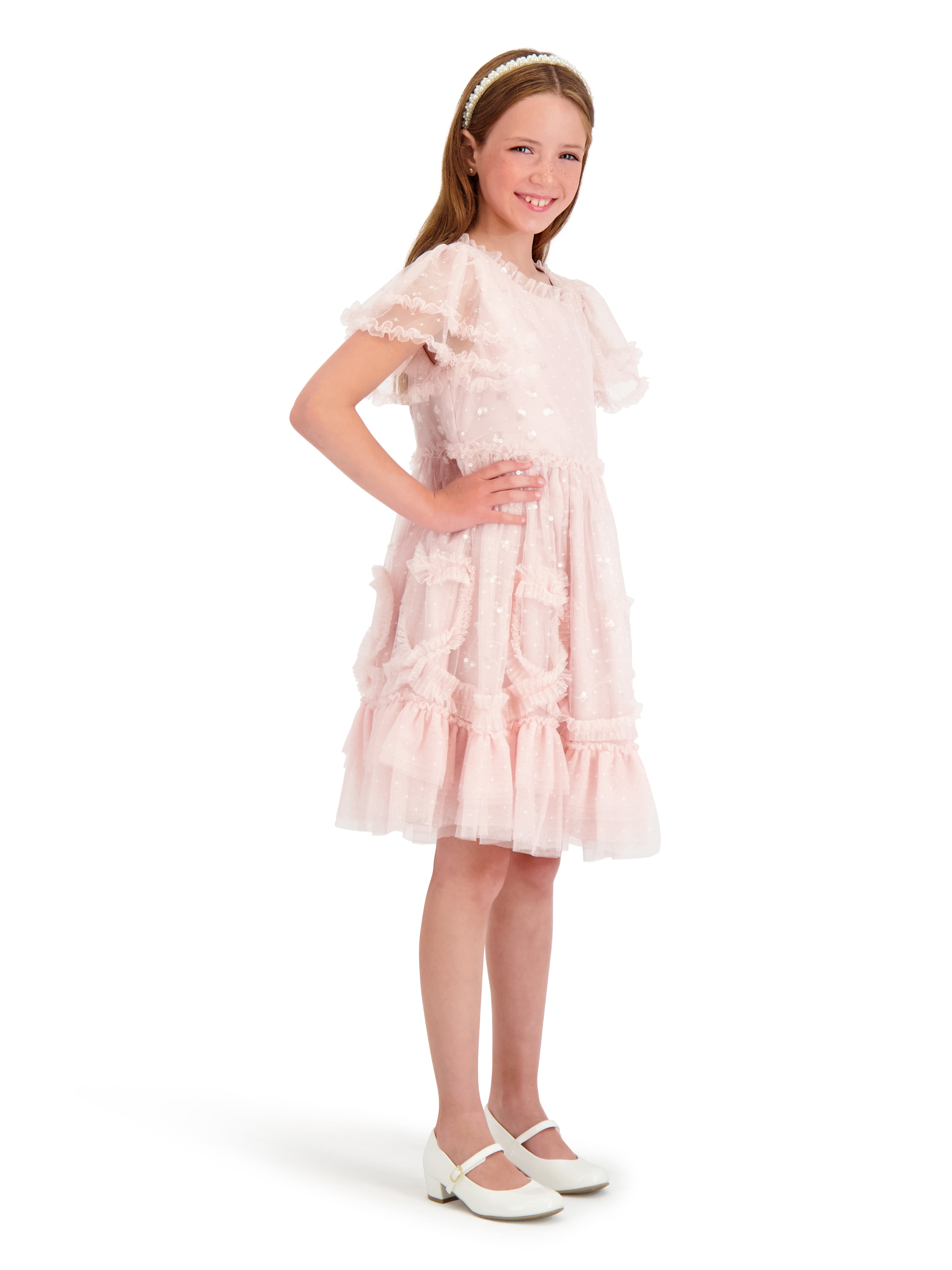 Kensie Girl Sequin Mesh Short Sleeve Dress, Sizes 4-16