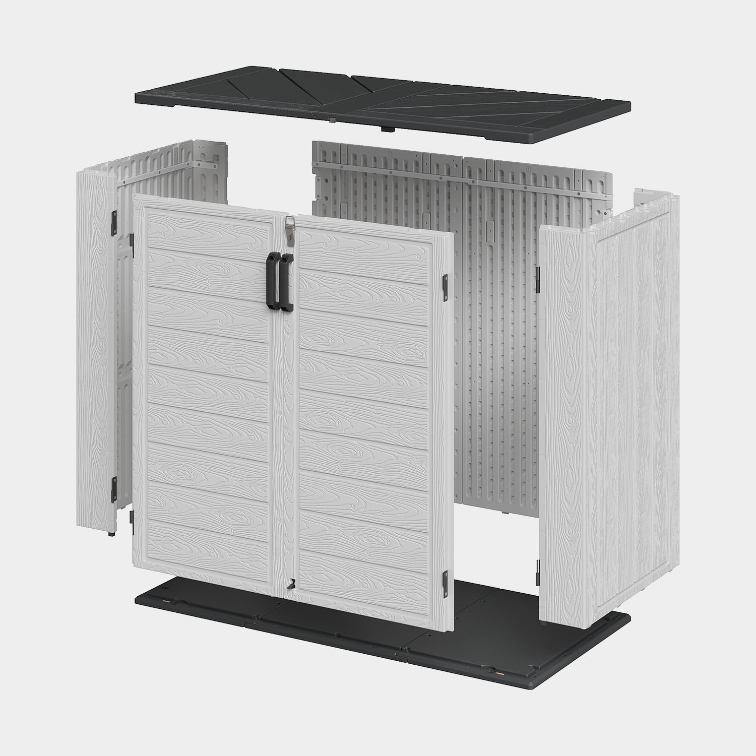 Dateyes 41 Cu.Ft Outdoor Storage Shed, Waterproof Resin Cabinet with Floor for Patio, Garden & Pool, White