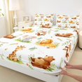 thumbnail image 4 of Castle Fairy Watercolor Animal Giraffe Fox Bear Bed Sheets 4-Piece,Kawaii Lion Elephant Full Size Sheets,Brown Sage Cream,1 Fitted Sheet, 1 Flat Sheet and 2 Pillowcases, 4 of 6