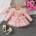 thumbnail image 2 of Yindaity Newborn Girl Dresses Newborn Baby Girl Summer Dress Ruffle Sleeveless Floral Embroidery Romper Dress Headband Beautiful Clothes Set(Light Pink,6-9 Months), 2 of 9