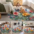 thumbnail image 6 of 3.3ft Round Rug, Spring Floral Non-Skid Rubber Backing Large Area Rugs - Living Room Bedroom Home Office, Farmhouse Flowers Summer Botanical Indoor Floor Mat Carpets Washable Rug, 6 of 9