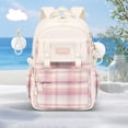 thumbnail image 2 of gcong Stylish Plaid Lightweight School Backpack For Large Capacity Bookbag Beige, 2 of 3