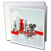 3dRose Funny Rat Race Retirement with Cityscape and Finish Line - Greeting Card, 6 by 6-inch
