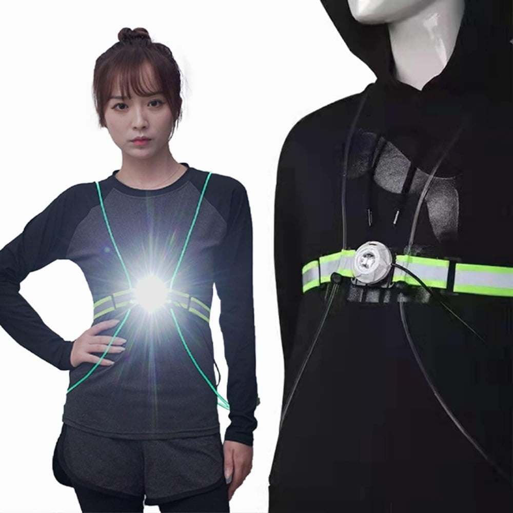 Reflective Vest Running Lights for Runners Reflective Running Vest for Women Kids Men Walking Light for Night Walking Biking USB Rechargeable LED Running Vest