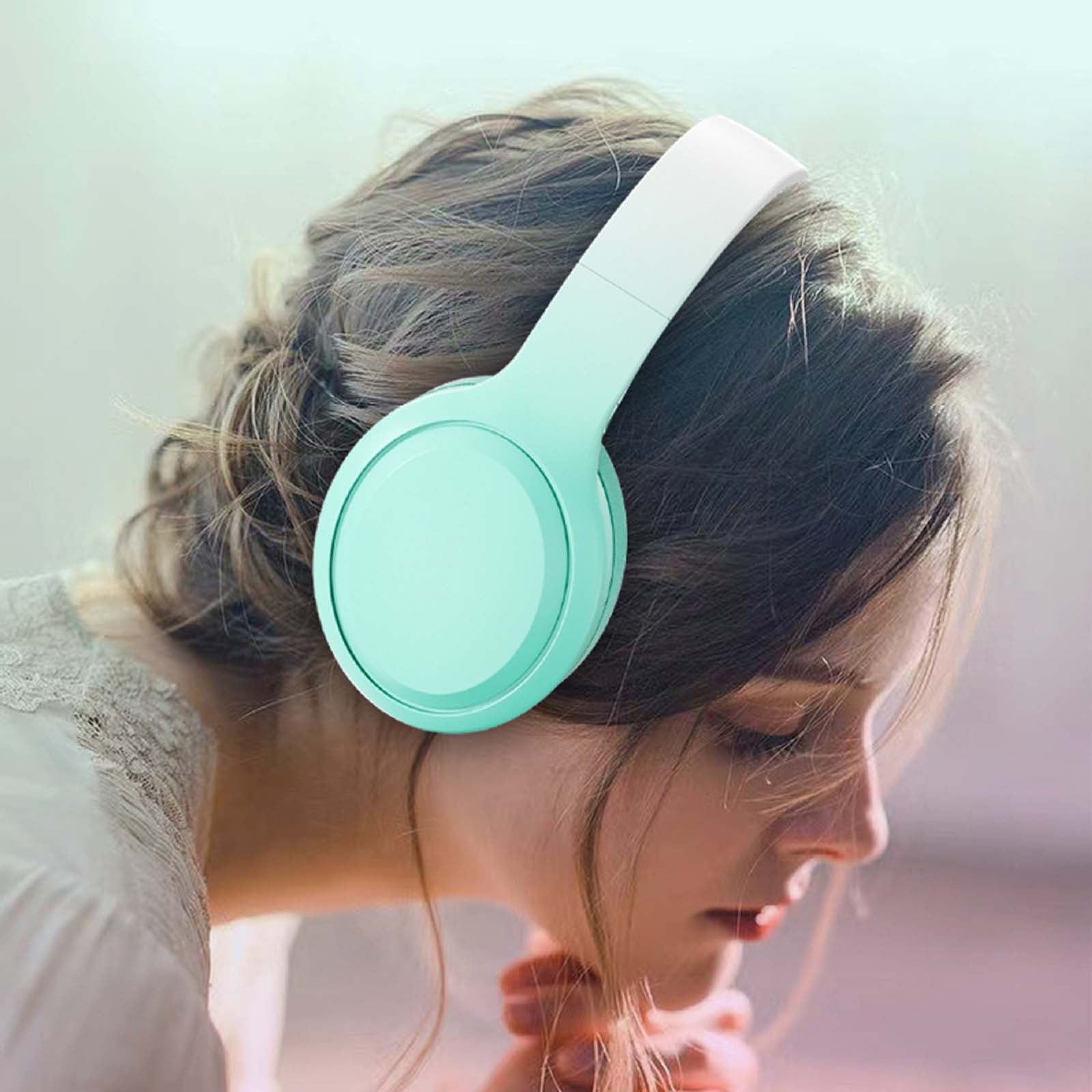 Bluetooth Headphones Over Ear, 80H Playtime Headphones Wireless with Mic, Bluetooth Headphones with 3 EQ Modes, HiFi Stereo Foldable Wireless Headphones for Phone PC Travel Workout,Green