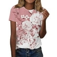 thumbnail image 2 of Summer Tops for Women UK 2025 Casual Print Short Sleeve Tops Crew Neck Blouse and Shirts Loose Fit Women T Shirts, 2 of 5