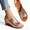 Champagne, variant on Metallic Faux Leather Wedge Sandals for Women, Open Toe Slip On Platform Slides
