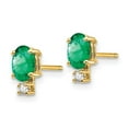 thumbnail image 3 of Auriga Fine Jewelry 14K Yellow Gold Oval Emerald and Diamond Stud Earrings for Women (L- 0.36 inch, W- 0.16 inch), 3 of 4