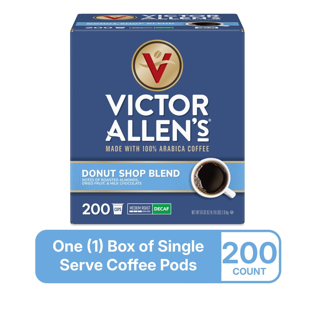 Victor Allen's Coffee Decaf Donut Shop Blend, Medium Roast, 200 Count, Single Serve Coffee Pods for Keurig K-Cup Brewers