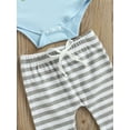 thumbnail image 5 of Newborn Baby Boy Girl My First Easter Outfit Long Sleeve Bunny Print Romper + Striped Pants + 3D Ear Hat Set Cute Clothes, 5 of 7