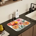thumbnail image 5 of Yayeee Dish Drying Mat for Kitchen Counter 18" x 24" Microfiber Super Absorbent Coffee Decorative Pad, Hand Drawn Floral, 5 of 8