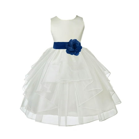 

Ekidsbridal Ivory Royal Blue Shimmering Organza Christmas Party Bridesmaid Recital Easter Holiday Wedding Pageant Communion Princess Birthday Clothing Baptism 4613S size 6-9 month Flower Girl Dress