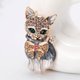 thumbnail image 3 of CHAO Personalidad de la moda lindo ojo verde gatito broche aleación con diamantes goteo aceite accesorios de ropa, 3 of 5