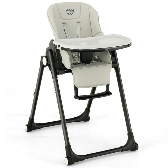 Babyjoy Chaise Haute pour Bébé 4-en-1 Pliable, Hauteur Réglable, Chaise d'Alimentation avec Roues, Gris