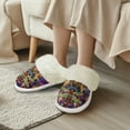 thumbnail image 3 of Chririnla Mandala Dragonfly Cotton Slippers with Fur Edges Warm House Shoes with Anti-Skid Sole Warm Plush Bedroom Shoes, 3 of 7