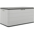 thumbnail image 1 of Horti Cubic 85 Gallon Waterproof Deck Box with Lockable Covers, All-Weather Resistant, Heavy-Duty HDPE, White, 1 of 7
