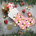 thumbnail image 6 of Coolnut Christmas Stockings Flying Bees with Hearts on A Pink 1Pack 17" Xmas Fireplace Santa Socks Christmas Tree Hanging Stocking Socks for Christmas Holiday Gift Decor, 6 of 6