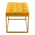 thumbnail image 4 of Accent Upholstered Velvet Ottoman Bench Button Tufted Seat Footstool Coffee Table Foot Stool Vanity Stool with Metal Golden Leg for Living Room Bedroom Makeup Room, Musterd Yellow, 4 of 7