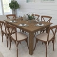 thumbnail image 3 of Merrick Lane 7 Piece Dining Set 60" x 38" Farmhouse Pinewood Dining Table with 6 Matching Cross Back Dining Chairs in Antique Rustic, 3 of 4