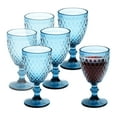 thumbnail image 4 of AOMOTA 6pcs Glass Goblet Embossed Retro Vintage Glassware 8 oz Glass Goblet Wine Goblet Wine Cup Stemware for Beverage (Blue), 4 of 9