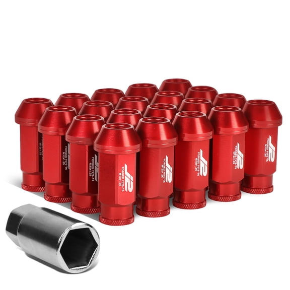 J2 Engineering LN-T7-004-125-RD J2 Engineering 7075 -T6 Forged Aluminum M12 x 1.25 20Pcs 50mm Open -End Lug Nut w/ Socket Adapter Key ( Red )