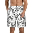 thumbnail image 2 of Uemuo Retro Rooster Pattern Men's Swim Trunks Hawaiian Beach Bathing Suit Swimsuits Beach Quick-Dry Shorts with Pockets-XX-Large, 2 of 9