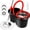 Black Red, variant on Spin Mop and Bucket with Wringer Set, 3 Washable Microfiber Pads Included for Floor Cleaning, Adjustable Stainless Steel Handle, Easy Moving with Wheels, Blue