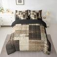 thumbnail image 2 of Manfei Modern Geometeic Square 7-Piece Bedding Comforter Set,Abstract Plaid King Bedding Sets,Brown Beige Bed Sheets For Teens,Breathable Home Decor Reversible, 2 of 8