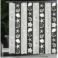 thumbnail image 3 of Ambesonne Nautical Shower Curtain, Sea Animals Shells Stripes, 69"Wx75"L, Black Grey, 3 of 4