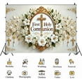 thumbnail image 5 of First Holy Communion Photography Background White Floral Newborn Baby Shower Decorations Cross Flowers Green Eucalyptus Leaves Backdrop God Bless Mi Primera Comunion Banner, 5 of 5