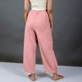 thumbnail image 7 of AHTJRT Women's Linen Boho Pants Summer Casual Loose Fit High Elastic Waisted Trousers with Pockets Fashion 2026 Cargo Lounge Harem Pants Pink M, 7 of 7