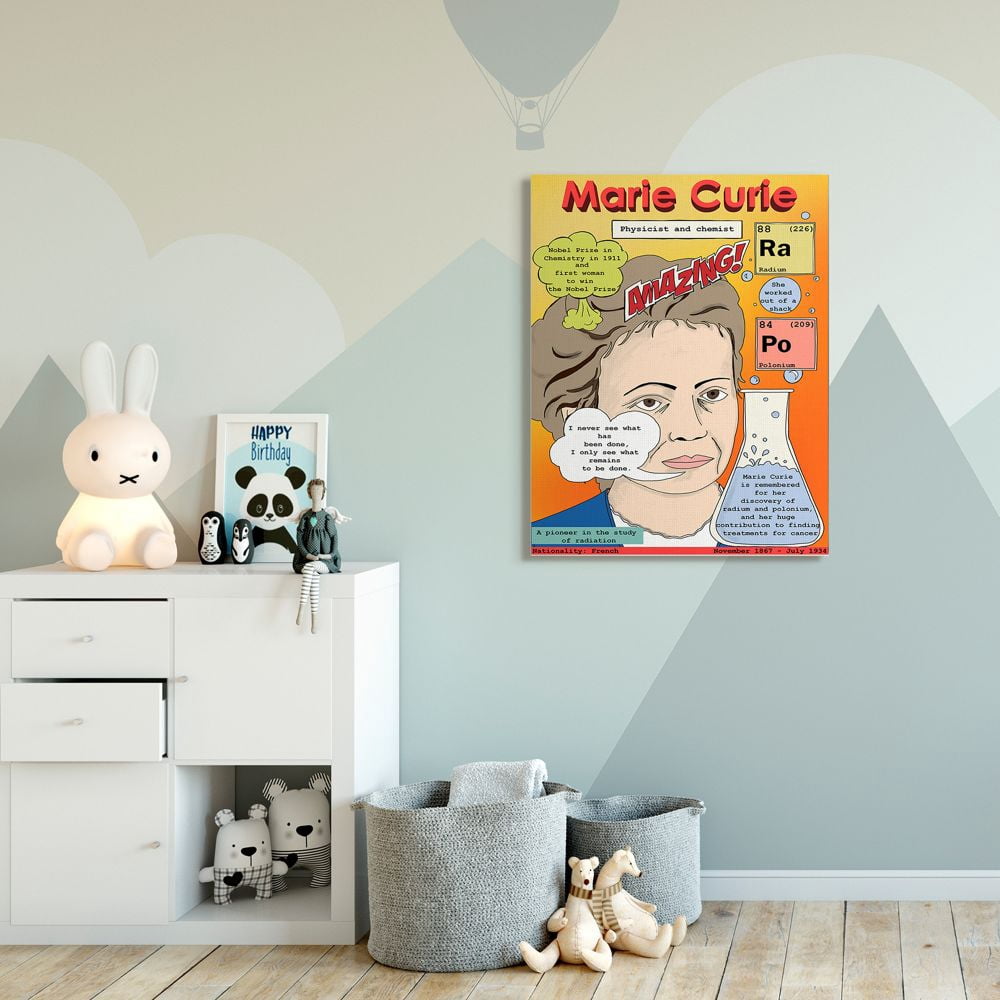 Stupell Industries Female Leader Facts Marie Curie Feminist Icon Designed by Sangita Bachelet