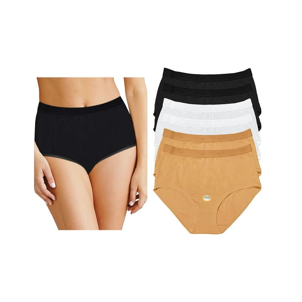 Paquete con 6 Pantaletas Completa De Algodón Tatys Fashion, 2 Blancas, 2 Negras y 2 Nude