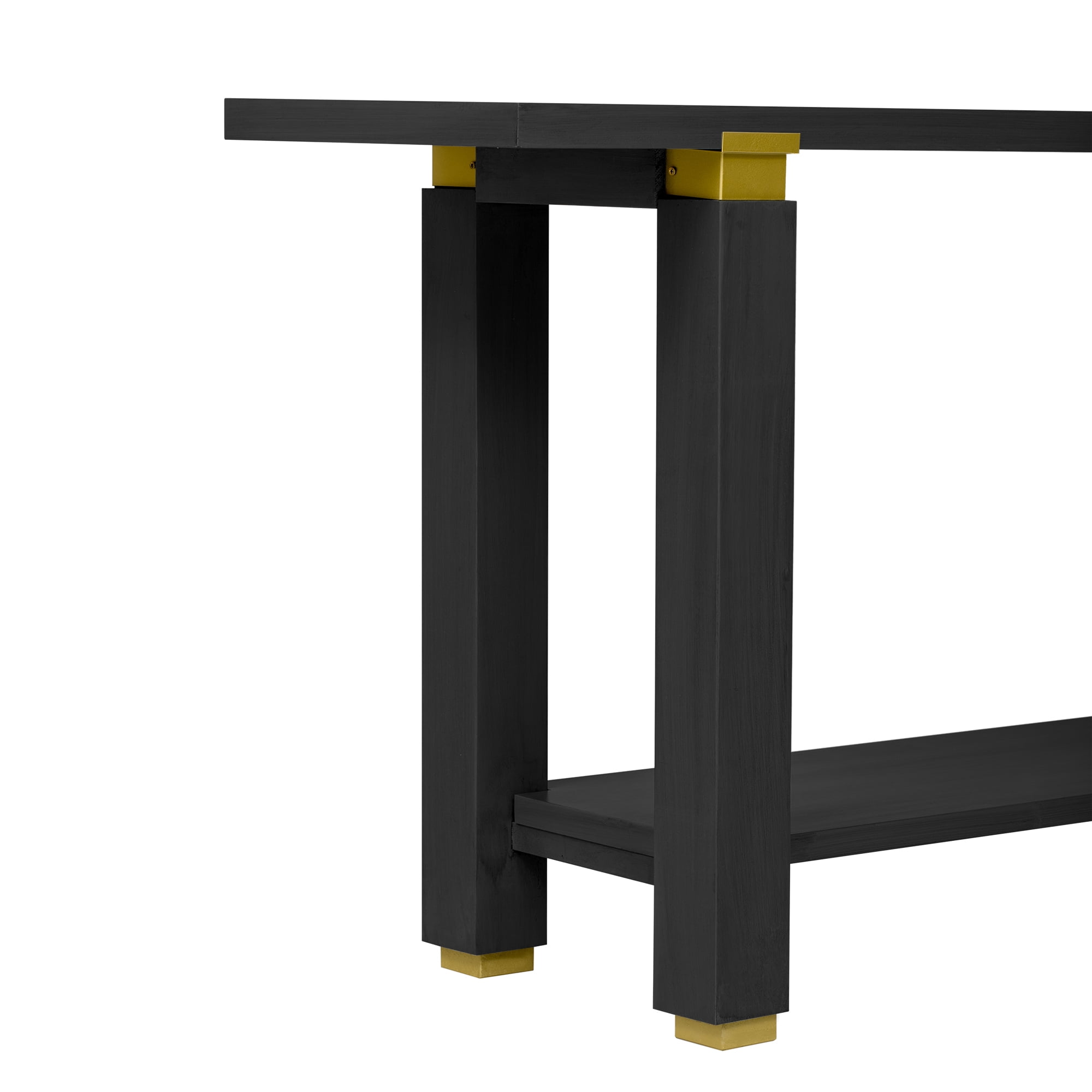 Euroco 63" Long Console Table, Solid Wood Narrow Sofa Table Behind Couch with Open Shelf,Modern Entryway Table for Hallway Living Room,Black