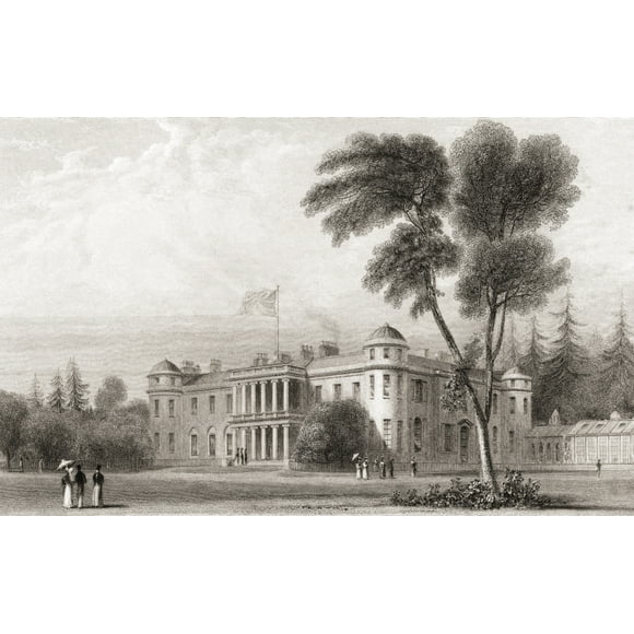 19th century view of Goodwood House, West Sussex, southern England. From Churton's Portrait and Lanscape Gallery, published 1836. Poster Print (34 x 22)