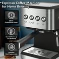 thumbnail image 5 of Bluebow Espresso Machine 20 Bar, 1.5L Water Tank Milk Frother Steam, Stainless Steel Coffee Maker, Silver, 5 of 9