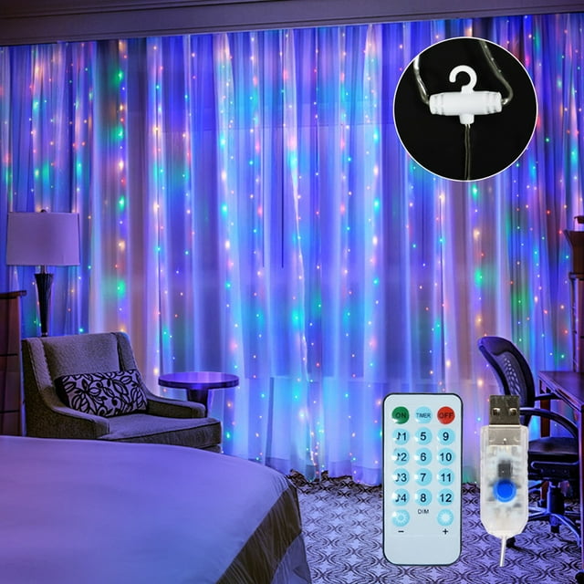 Amdohai 10 X 10FT 300LEDs Curtain String Lights Curtain Fairy Lights