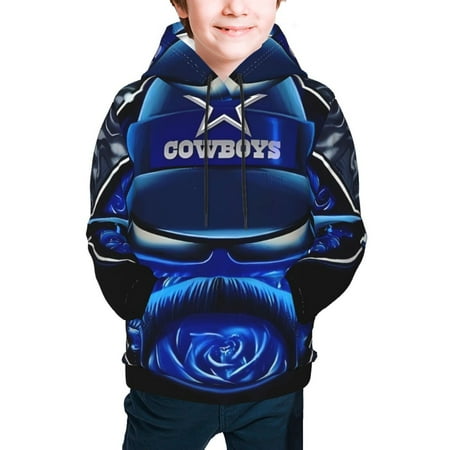 DCC_Cowboys Full width hooded hoodie for teenagers for Boys and Girls Sports Football Team Logo for Baseball Fans Gifts