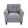 thumbnail image 2 of 35" Accent Chair, Single Sofa Chair, Upholstered Living Room Chair, Accent Sofa Couch with Button Tufted Back and Wood Legs, Leisure Club Chair Reading Armchair for Home Office Dorm, Gray Blue, 2 of 7