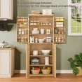 thumbnail image 4 of 30''Wx15.75''Dx72''H Oak Modern Fluted Kitchen Pantry with 6 Door Shelves, 4 of 9