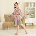 thumbnail image 4 of FORMRS Niños Bathrobe Unisex Hooded Robe Soft Plush Pajamas Sleepwear, Size 7-9T, Pink Christmas House, 4 of 7