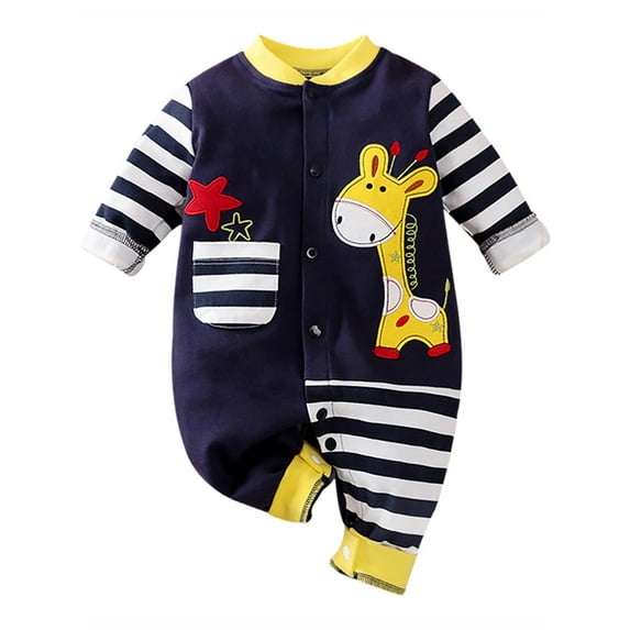 0-18M Infant Toddler Baby Boy Girls Long Sleeve Romper Animals Cartoons Bodysuit Clothes One-piece Outfit