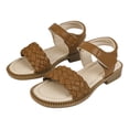 thumbnail image 7 of Gubotare Girl Dress Shoes Girls Sandals Shimmer Strapped Summer Flat Open Toe Ankle Sandals with Heel Zipper for Little Big Kids Size 1.5 (Brown,Big Kids 1.5), 7 of 7