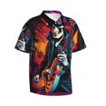 thumbnail image 2 of Daiia Rock Skull Singer Hawaiian Shirt for Men Gentle Cotton Regular Short Sleeve Casual-Large, 2 of 9
