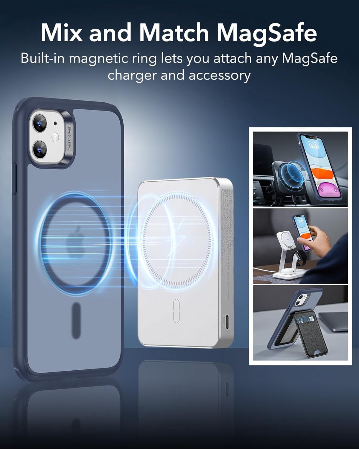 CRKMGS-for iPhone 11 Case, Compatible with MagSafe, Shockproof Military-Grade Protection, Magnetic Phone Case for iPhone 11 Case, Frosted Blue